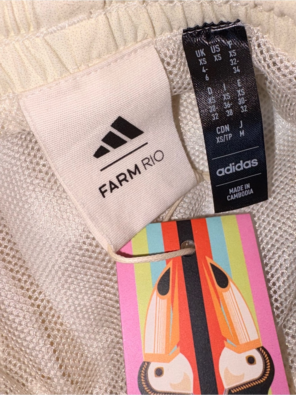 Farm Rio x adidas Cream Tropical Print Women's Shorts - XS floral botanical new - Picture 8 of 8